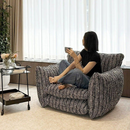 Traditional French Rectangular Linen-Cotton Printed Velvet Ring-Weave Solid Wood Accent Chair Backrest Armrest For Living Room