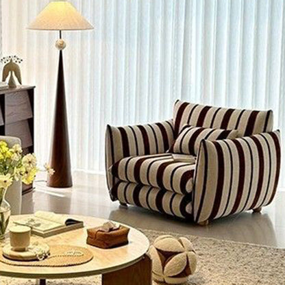 Traditional French Rectangular Linen-Cotton Printed Velvet Ring-Weave Solid Wood Accent Chair Backrest Armrest For Living Room