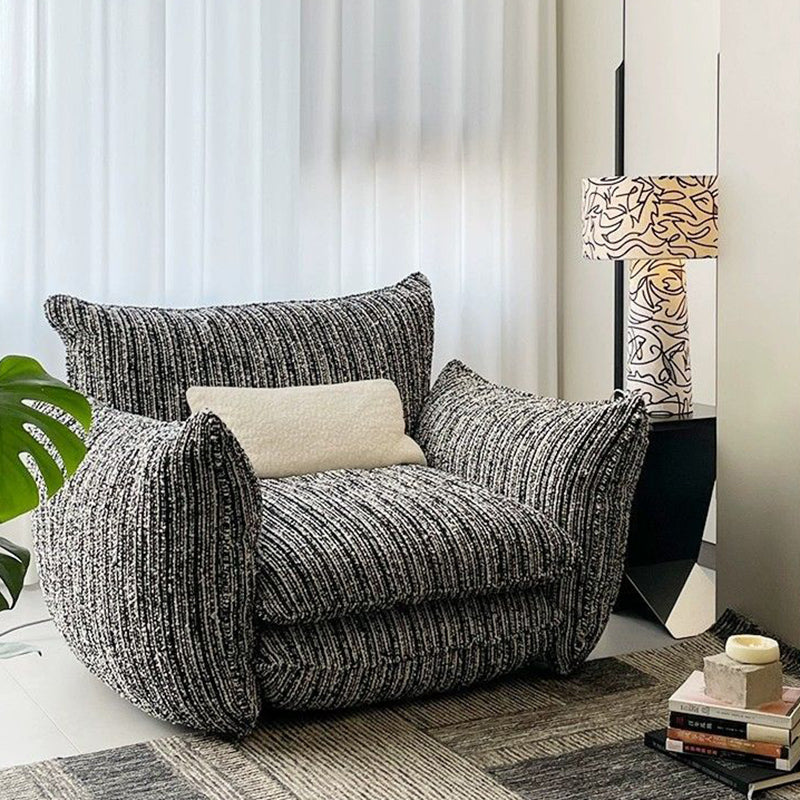 Traditional French Rectangular Linen-Cotton Printed Velvet Ring-Weave Solid Wood Accent Chair Backrest Armrest For Living Room