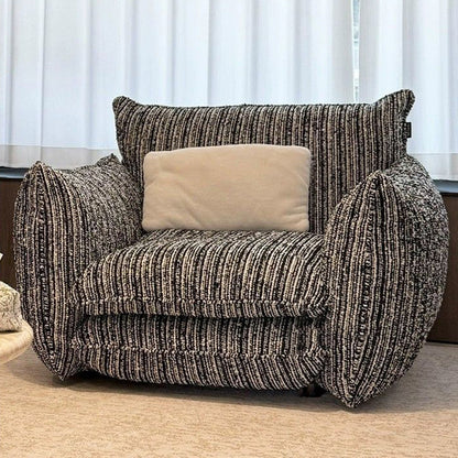 Traditional French Rectangular Linen-Cotton Printed Velvet Ring-Weave Solid Wood Accent Chair Backrest Armrest For Living Room