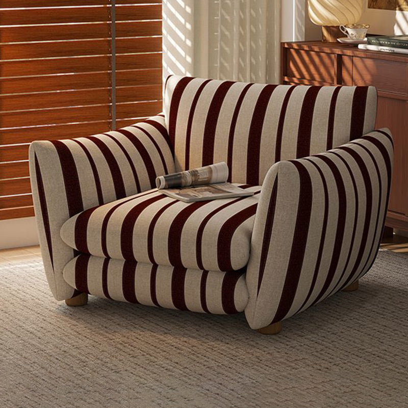 Traditional French Rectangular Linen-Cotton Printed Velvet Ring-Weave Solid Wood Accent Chair Backrest Armrest For Living Room