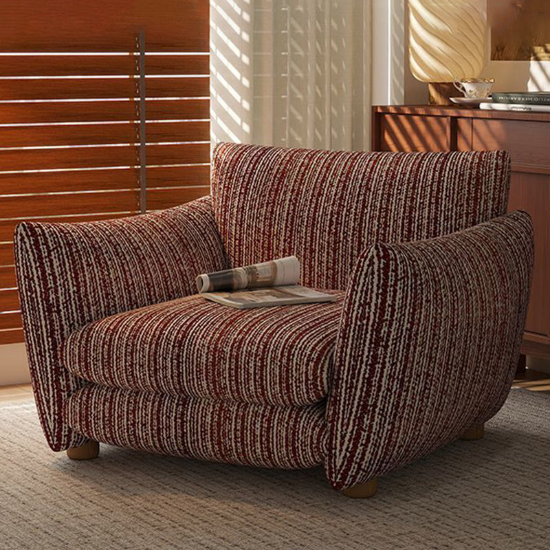 Traditional French Rectangular Linen-Cotton Printed Velvet Ring-Weave Solid Wood Accent Chair Backrest Armrest For Living Room