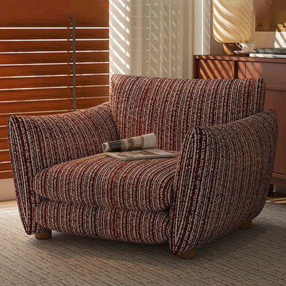Traditional French Rectangular Linen-Cotton Printed Velvet Ring-Weave Solid Wood Accent Chair Backrest Armrest For Living Room