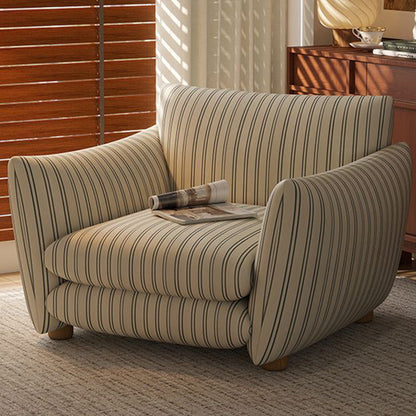Traditional French Rectangular Linen-Cotton Printed Velvet Ring-Weave Solid Wood Accent Chair Backrest Armrest For Living Room