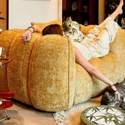 Traditional French Pumpkin-Shaped Alpaca Velvet Solid Wood Accent Chair Backrest Armrest For Living Room
