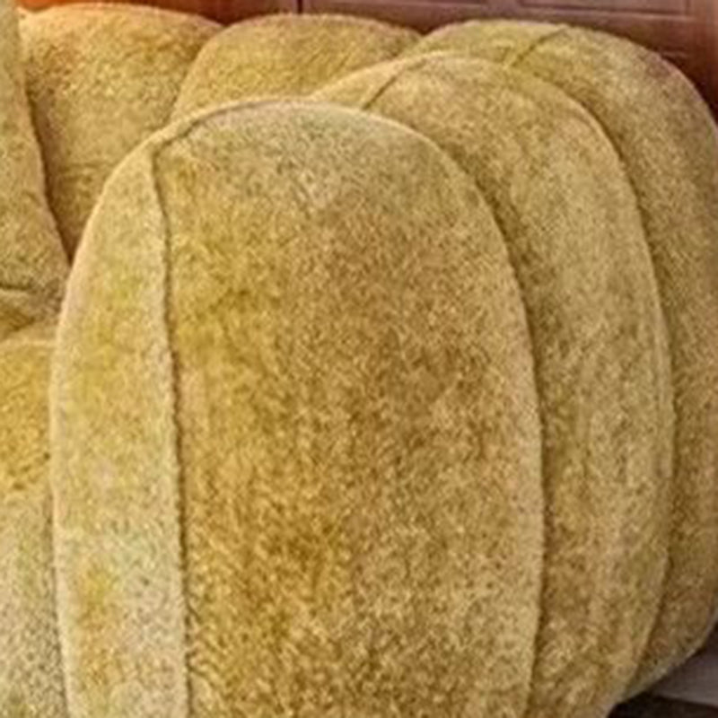 Traditional French Pumpkin-Shaped Alpaca Velvet Solid Wood Accent Chair Backrest Armrest For Living Room