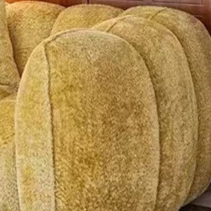 Traditional French Pumpkin-Shaped Alpaca Velvet Solid Wood Accent Chair Backrest Armrest For Living Room