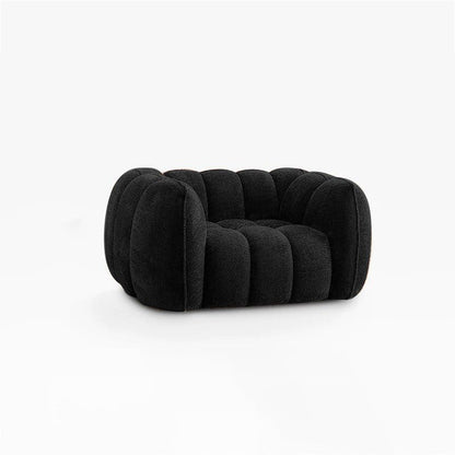 Traditional French Pumpkin-Shaped Alpaca Velvet Solid Wood Accent Chair Backrest Armrest For Living Room