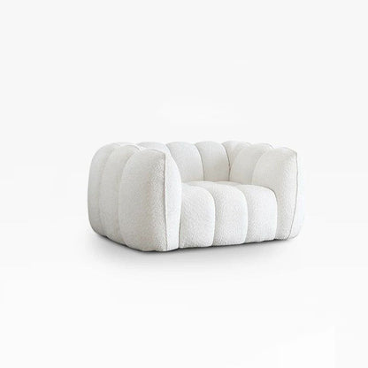 Traditional French Pumpkin-Shaped Alpaca Velvet Solid Wood Accent Chair Backrest Armrest For Living Room