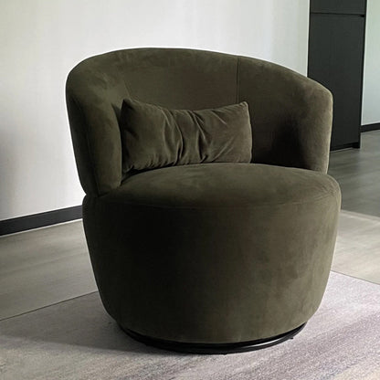 Contemporary Nordic Curved Sherpa Fabric Velvet Cotton-Linen Solid Wood Accent Chair Backrest Armless For Living Room