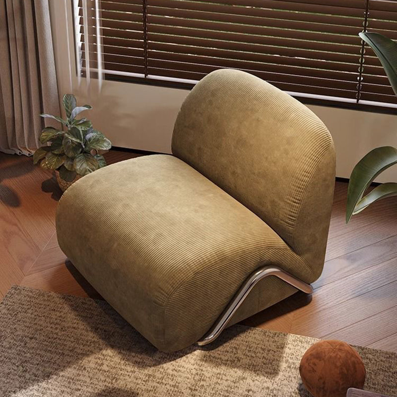 Contemporary Nordic Rectangular Corduroy Carbon Steel Accent Chair Backrest Armless For Living Room