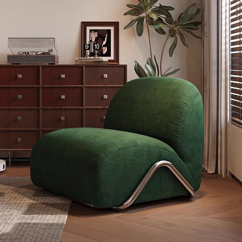 Contemporary Nordic Rectangular Corduroy Carbon Steel Accent Chair Backrest Armless For Living Room