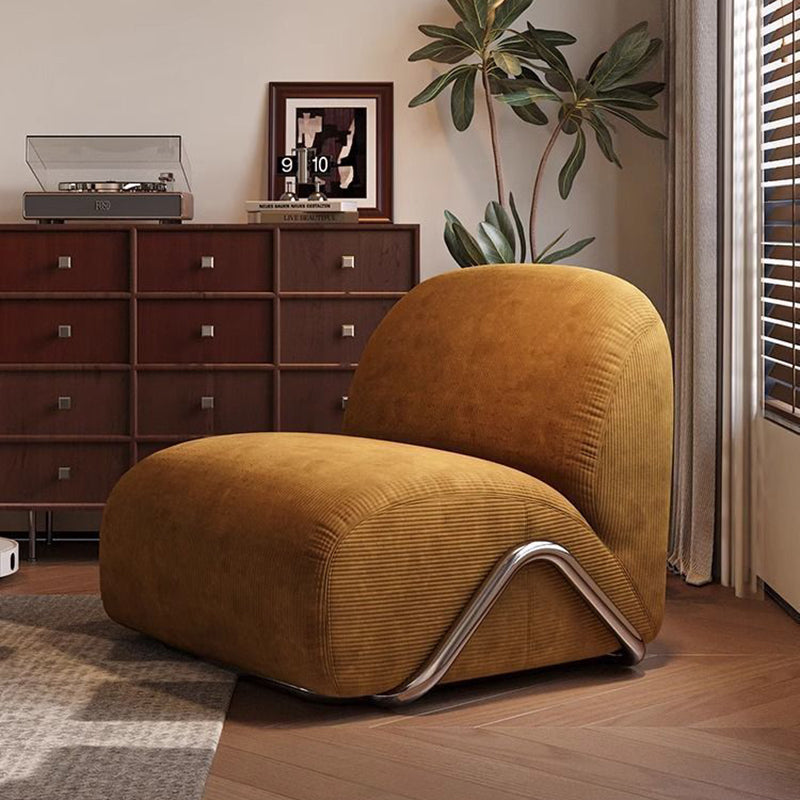 Contemporary Nordic Rectangular Corduroy Carbon Steel Accent Chair Backrest Armless For Living Room