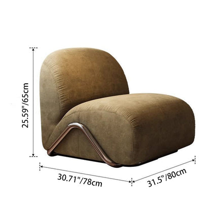 Contemporary Nordic Rectangular Corduroy Carbon Steel Accent Chair Backrest Armless For Living Room