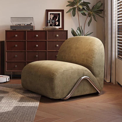 Contemporary Nordic Rectangular Corduroy Carbon Steel Accent Chair Backrest Armless For Living Room