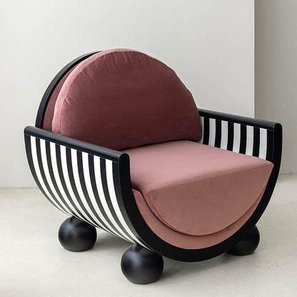 Contemporary Creative U-Shaped Solid Wood Velvet Accent Chair Backrest Armrest for Living Room