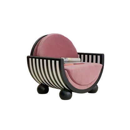 Contemporary Creative U-Shaped Solid Wood Velvet Accent Chair Backrest Armrest for Living Room