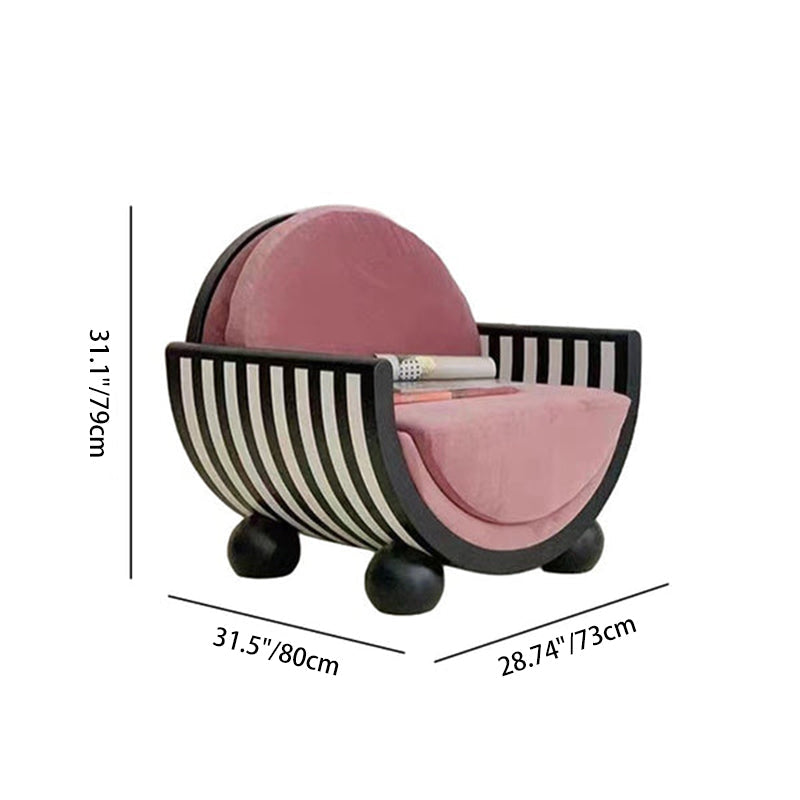 Contemporary Creative U-Shaped Solid Wood Velvet Accent Chair Backrest Armrest for Living Room