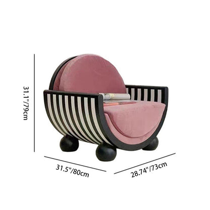 Contemporary Creative U-Shaped Solid Wood Velvet Accent Chair Backrest Armrest for Living Room