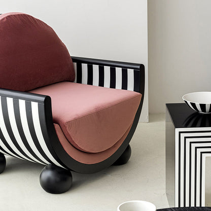 Contemporary Creative U-Shaped Solid Wood Velvet Accent Chair Backrest Armrest for Living Room