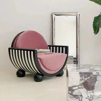 Contemporary Creative U-Shaped Solid Wood Velvet Accent Chair Backrest Armrest for Living Room