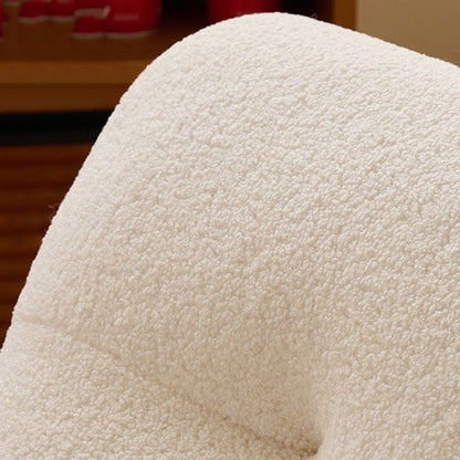 Modern Minimalist Curved Rectangular Sherpa Fabric Solid Wood Rocking Chair Backrest Armless For Living Room