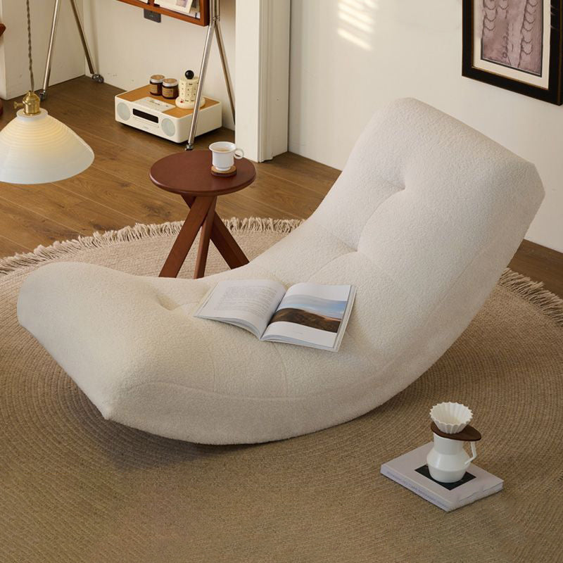 Modern Minimalist Curved Rectangular Sherpa Fabric Solid Wood Rocking Chair Backrest Armless For Living Room