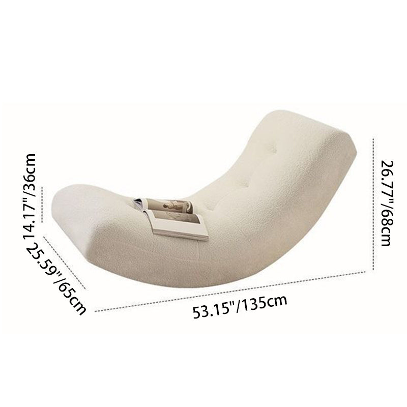 Modern Minimalist Curved Rectangular Sherpa Fabric Solid Wood Rocking Chair Backrest Armless For Living Room