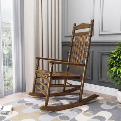 Contemporary Nordic Rectangular Solid Wood Rocking Chair Backrest Armrest For Living Room