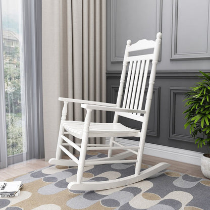Contemporary Nordic Rectangular Solid Wood Rocking Chair Backrest Armrest For Living Room