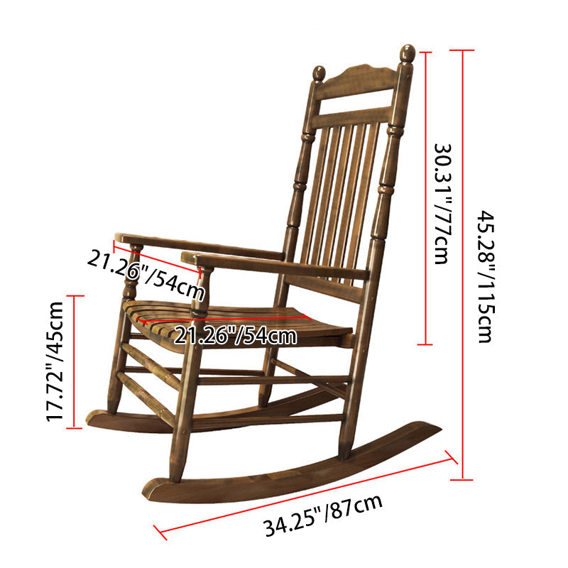 Contemporary Nordic Rectangular Solid Wood Rocking Chair Backrest Armrest For Living Room