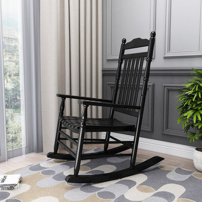 Contemporary Nordic Rectangular Solid Wood Rocking Chair Backrest Armrest For Living Room