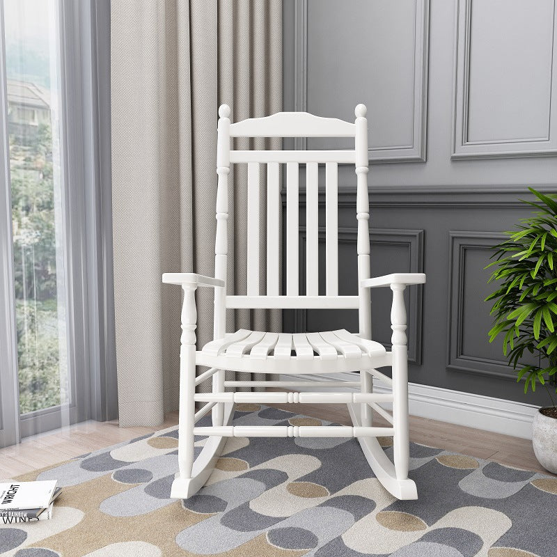 Contemporary Nordic Rectangular Solid Wood Rocking Chair Backrest Armrest For Living Room