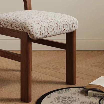 Traditional French Curved Solid Wood Sherpa Fabric Velvet Dining Chair Backrest Armless For Dining Room & Kitchen