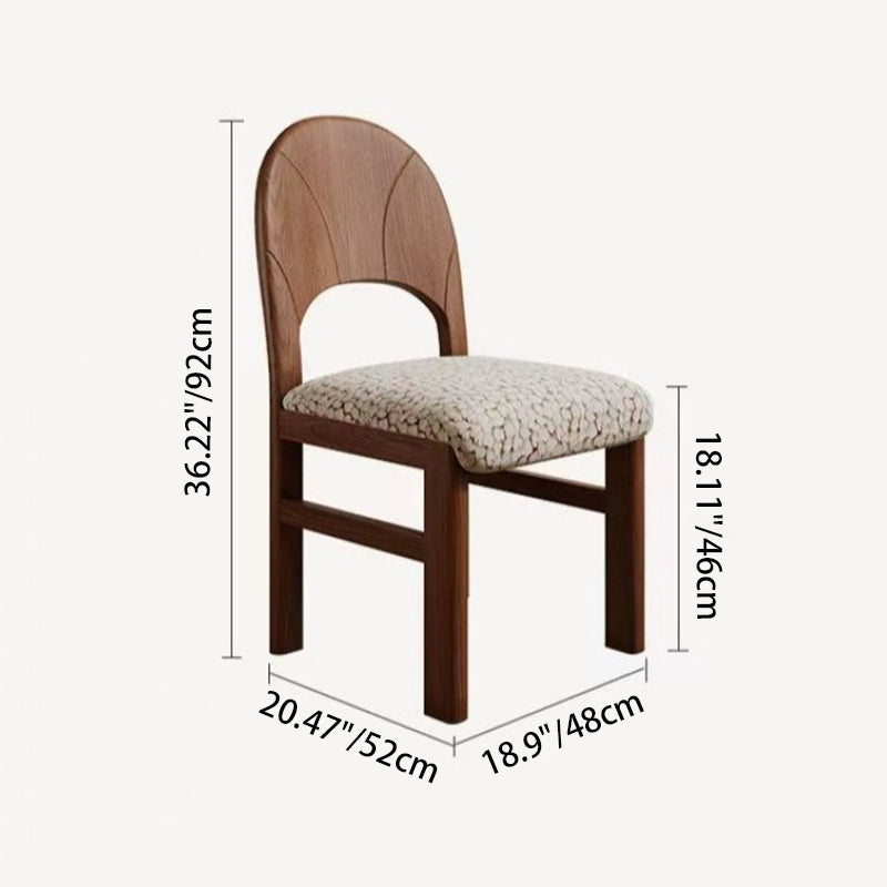 Traditional French Curved Solid Wood Sherpa Fabric Velvet Dining Chair Backrest Armless For Dining Room & Kitchen