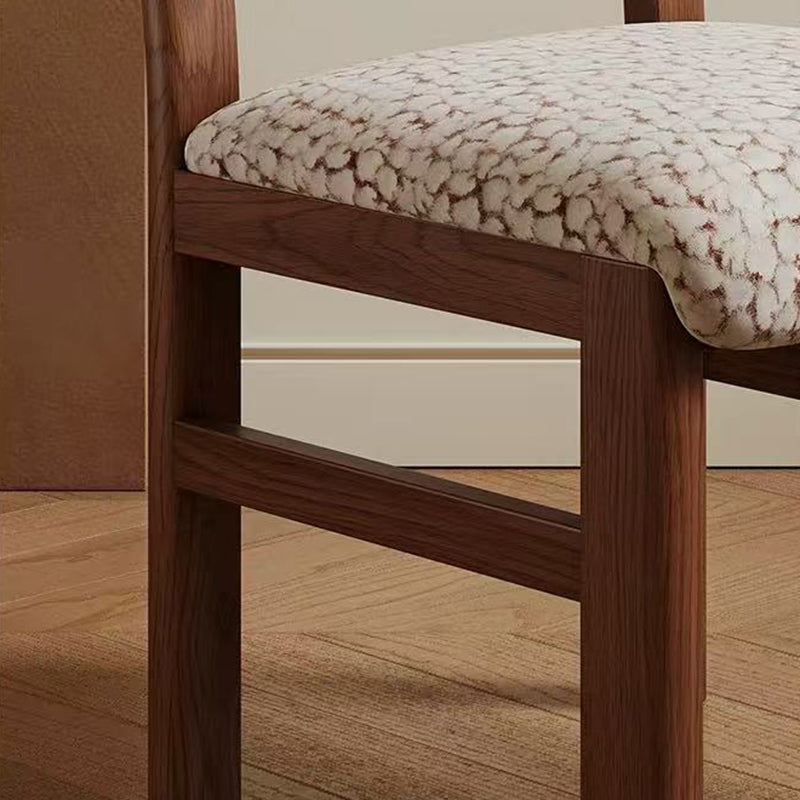 Traditional French Curved Solid Wood Sherpa Fabric Velvet Dining Chair Backrest Armless For Dining Room & Kitchen
