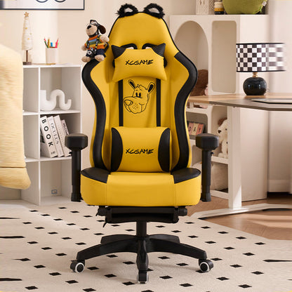 Contemporary Creative Panda Rectangular Microfiber Leather Steel Nylon Desk Chair Adjustable Backrest Swivel & Height-Adjustable Armrest For Home Office