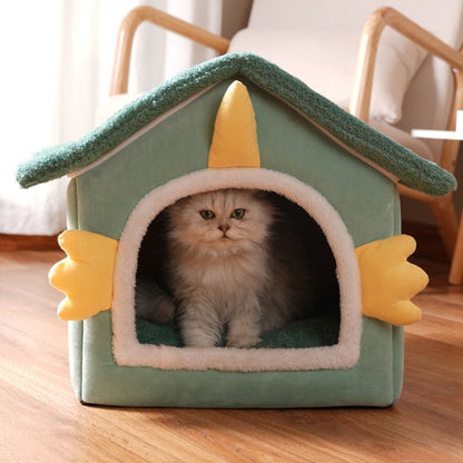 Contemporary Creative Dinosaur-Shaped Arctic Fleece Cat Bed For Bedroom