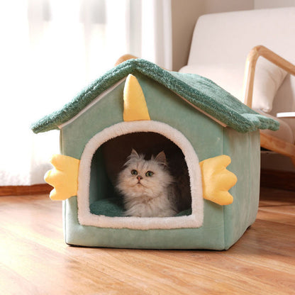 Contemporary Creative Dinosaur-Shaped Arctic Fleece Cat Bed For Bedroom