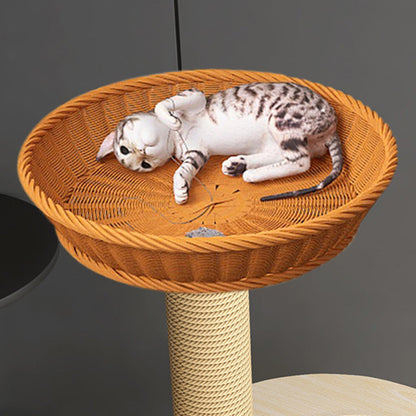 Contemporary Creative Cylindrical Solid Wood Acrylic Hemp Rope PP Cat Tree For Living Room