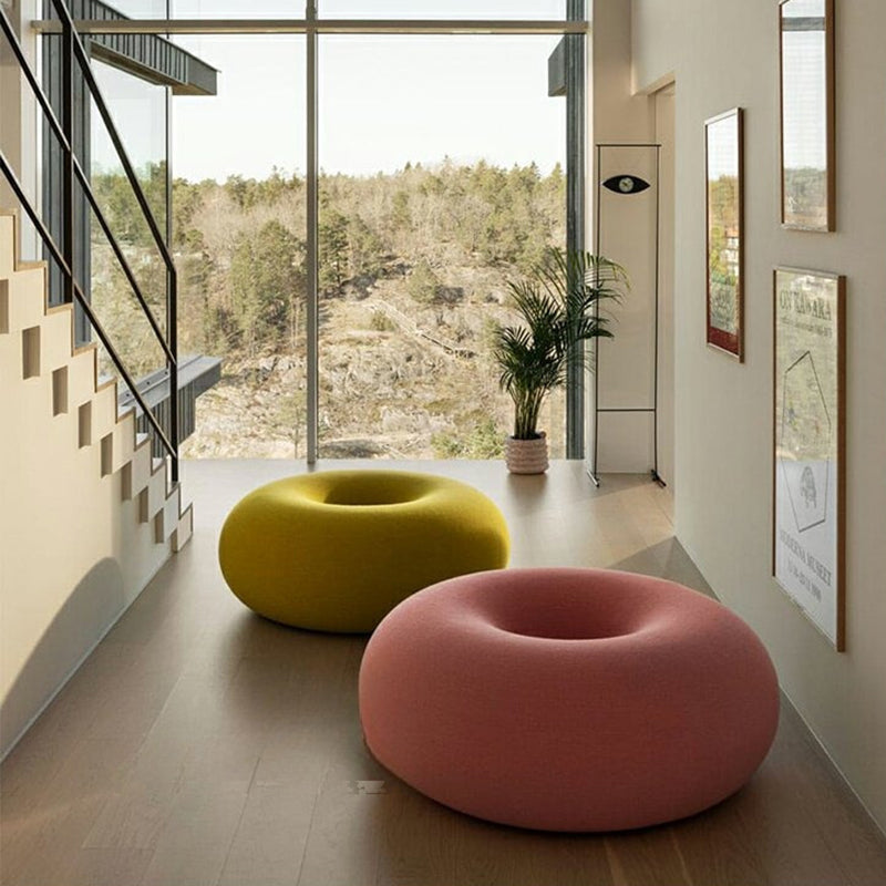 Contemporary Creative Donut-Shaped Velvet Accent Chair Backless Armless For Living Room