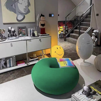 Contemporary Creative Donut-Shaped Velvet Accent Chair Backless Armless For Living Room