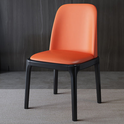 Contemporary Nordic Rectangular Silicone Leather Solid Wood Dining Chair Backrest Armless For Dining Room & Kitchen