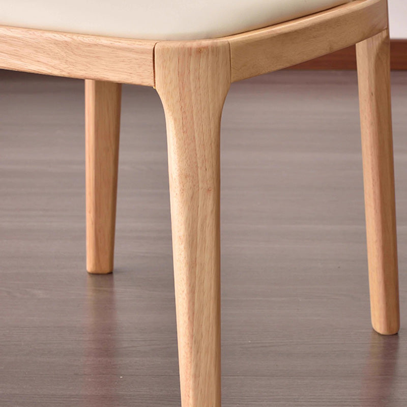 Contemporary Nordic Rectangular Silicone Leather Solid Wood Dining Chair Backrest Armless For Dining Room & Kitchen
