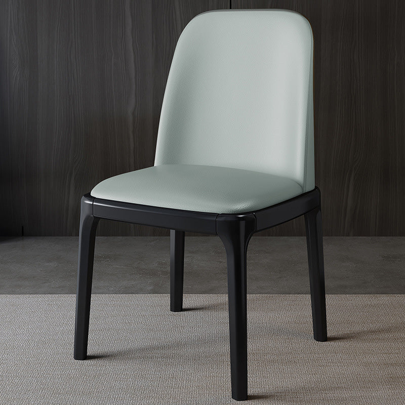 Contemporary Nordic Rectangular Silicone Leather Solid Wood Dining Chair Backrest Armless For Dining Room & Kitchen