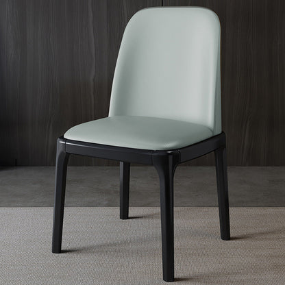 Contemporary Nordic Rectangular Silicone Leather Solid Wood Dining Chair Backrest Armless For Dining Room & Kitchen