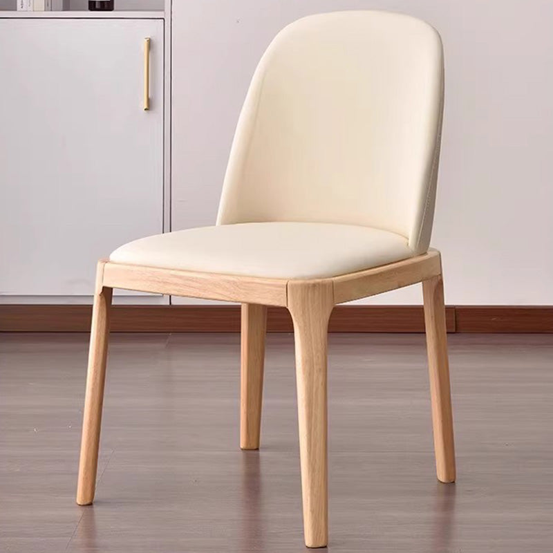 Contemporary Nordic Rectangular Silicone Leather Solid Wood Dining Chair Backrest Armless For Dining Room & Kitchen