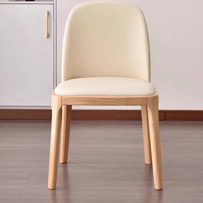 Contemporary Nordic Rectangular Silicone Leather Solid Wood Dining Chair Backrest Armless For Dining Room & Kitchen