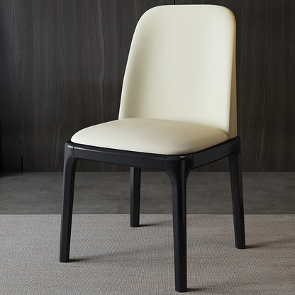 Contemporary Nordic Rectangular Silicone Leather Solid Wood Dining Chair Backrest Armless For Dining Room & Kitchen