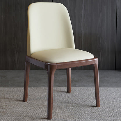 Contemporary Nordic Rectangular Silicone Leather Solid Wood Dining Chair Backrest Armless For Dining Room & Kitchen
